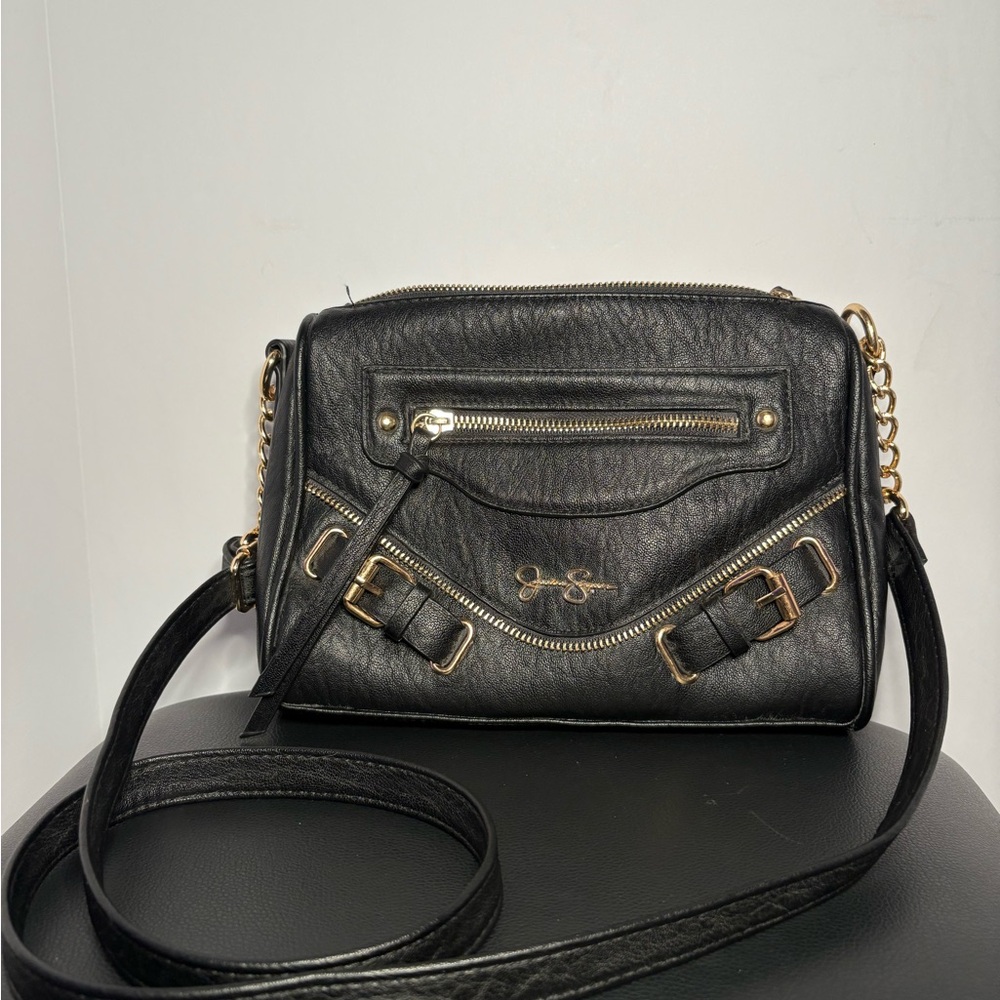 Jessica Simpson Black Crossbody Bag with Gold Details